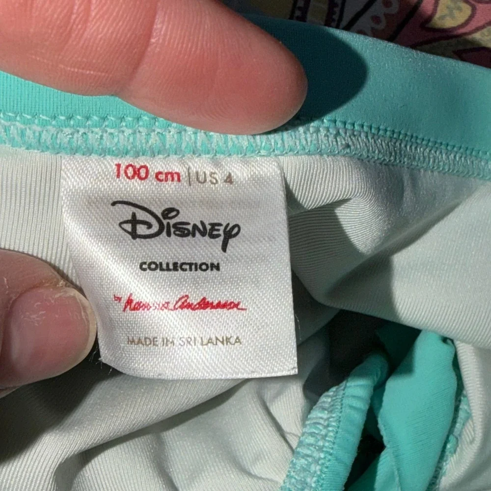 Hanna Andersson Disney Ariel Little Mermaid 2pc Swimsuit Mint Green Girls Size 4